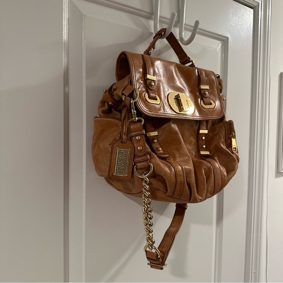 Badgley Mischka Janet Bag in Distressed Saddle Tan Leather with Dust Bag - Picture 2 of 16